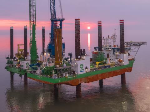 View of construction platform in Bristol channel